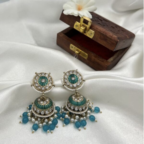 Teal Kundanika - Shaan of Handcrafted Jhumki