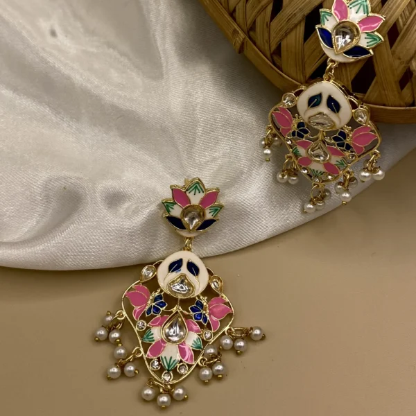 Gulzaar - Mehendi Polish Enameled Floral Drop Earring