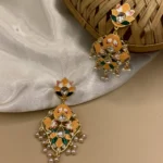 Gulbahaar - Mehendi Polish Enameled Floral Drop Earring