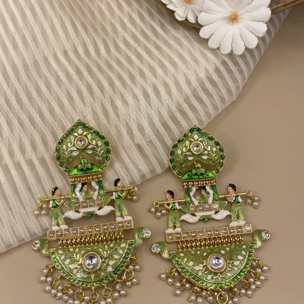 Jashn-e-Harini Palki - Mehendi Polish Enameled Doli Jhumka
