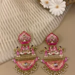 Jashn-e-Gulabi Palki - Mehendi Polish Enameled Doli Jhumka