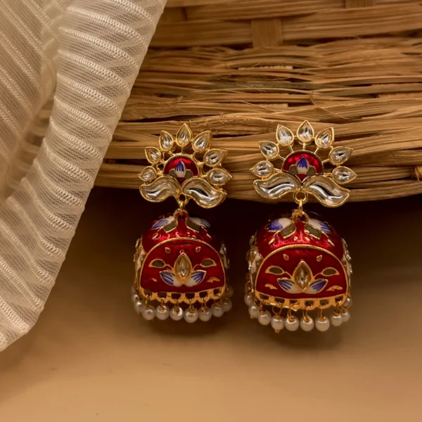 Ruhaniyat Anarkali - Mehendi Polish Enameled Bell Jhumka