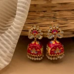 Ruhaniyat Gulal - Mehendi Polish Enameled Bell Jhumka