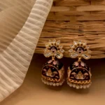 Ruhaniyat Mehroon - Mehendi Polish Enameled Bell Jhumka