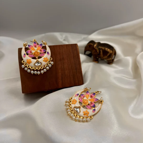 Miorah Chandini - Mehendi Polish Enameled Crescent Earring