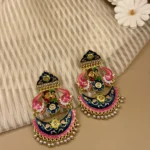 Swayamvar Saubhagini - Mehendi Polish Enameled Yugal Chandelier Earring