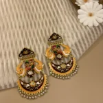 Swayamvar Basanti - Mehendi Polish Enameled Yugal Chandelier Earring