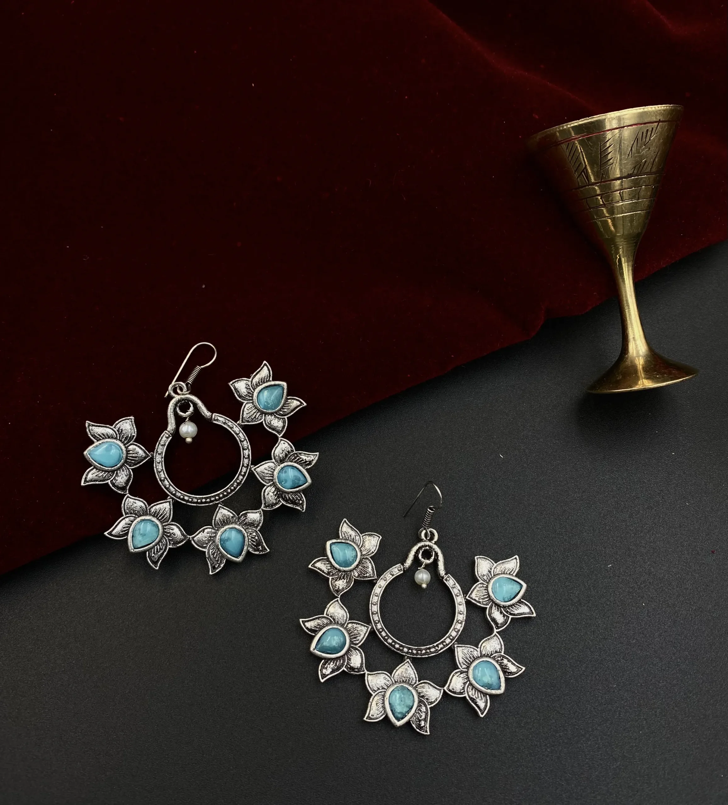 Oxidised 68 Nakshatra Chakra Firozi - A Cosmic Radiance - Image 1