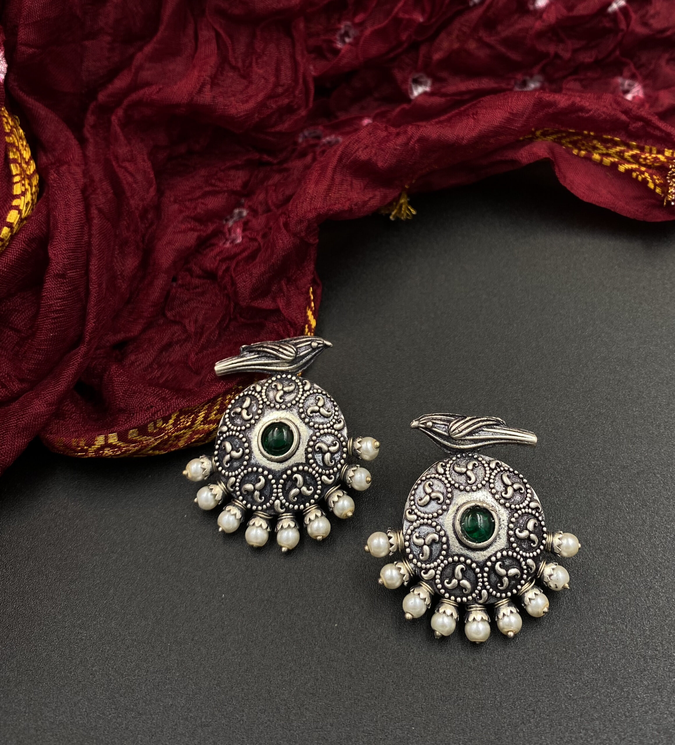 Oxidised 84 Pakshi Mandala Harit - A Circle of Serenity - Image 1